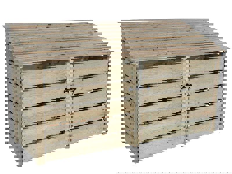 Arbor Garden Solutions Slatted Wooden Log Store with Doors W-227cm, H-126cm or 180cm, D-88cm