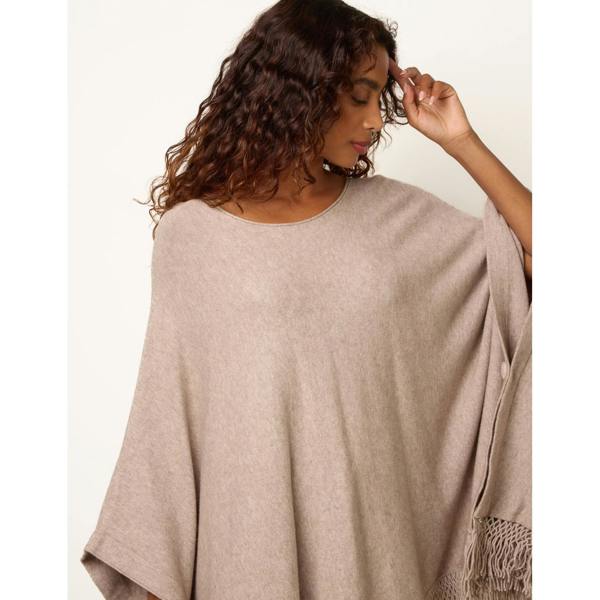 Blue Vanilla Fringe Hem Button Side Cape
