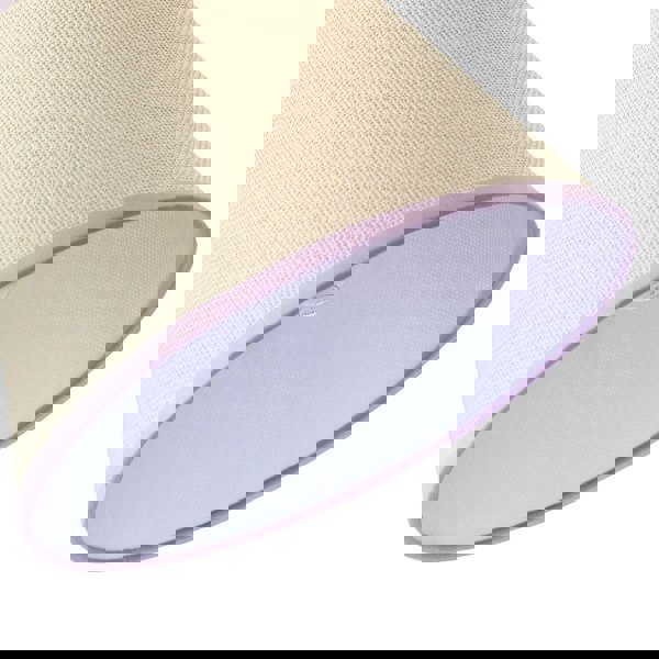 Traditional Rattan Tweed Lamp Shade with Lilac Cotton Fabric Trims Image 4