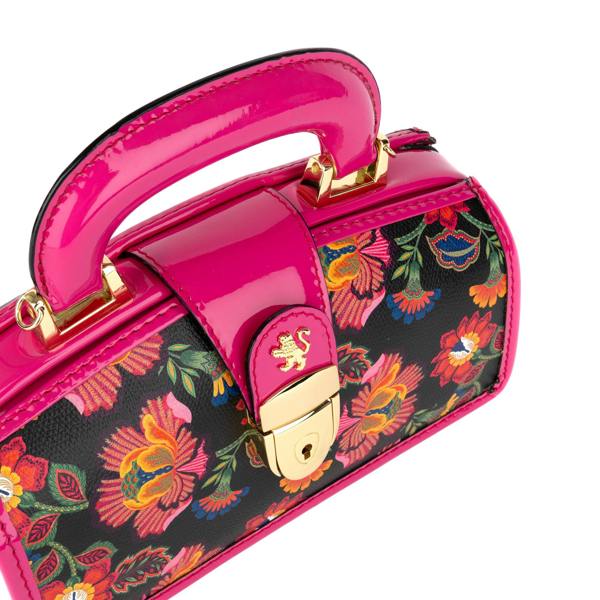 Embassy London Gazelle Mini - Red Flowers - Women’s mini patent leather top handle & crossbody bag
