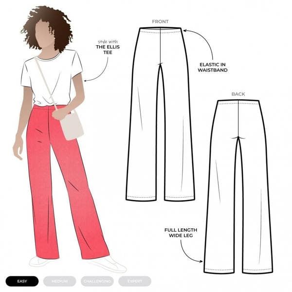 Style Arc Sewing Pattern Sue Palazzo Knit Pants - Trousers for Women - Easy