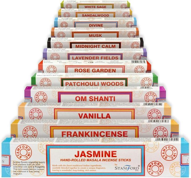 Stamford 37368 Hand Rolled Variety Incense Sticks Gift Set, 12 packs
