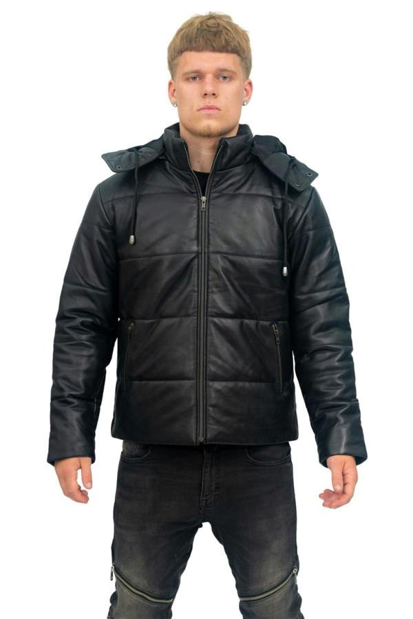 Infinity Leather Mens Puffer Leather Bomber Jacket-Augsburg