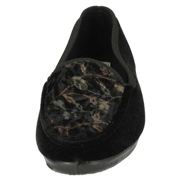 Spot On Ladies Spot On Slip On Floral Design Slipper Shoes