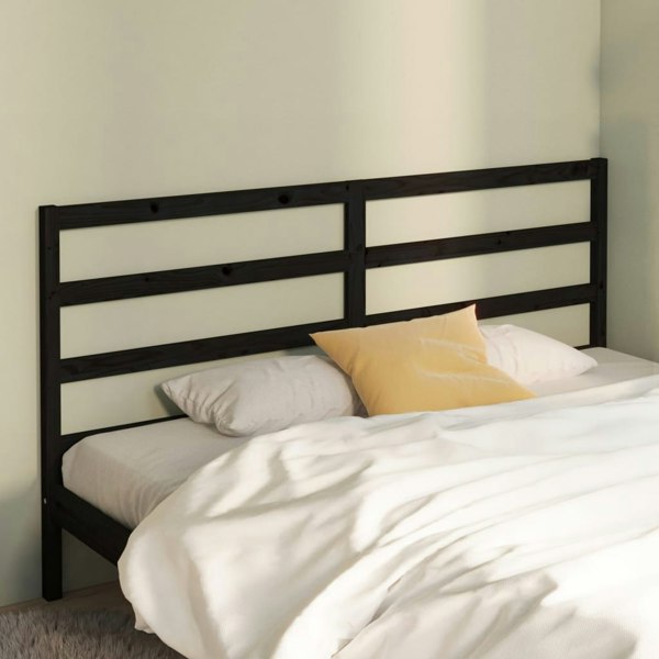Berkfield Bed Headboard Black 206x4x100 cm Solid Wood Pine