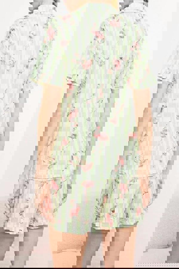 WOVCOR 2-Piece 100% Cotton Flamingo Knitted Pajama Set