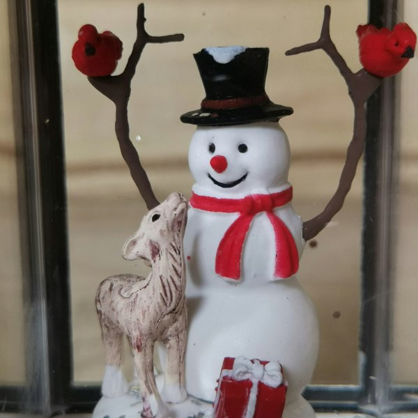 Samuel Alexander 21cm Dual Power Glitter Water Spinner Lantern Christmas Decoration - Snowman