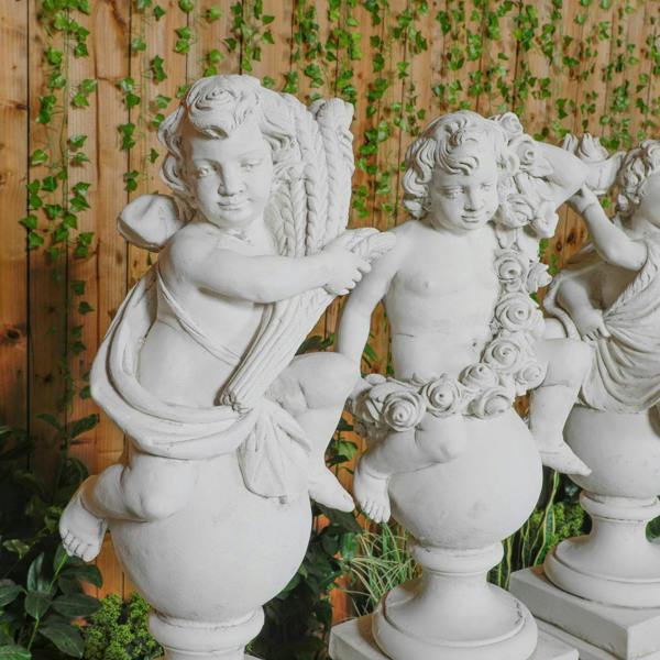 White Four Seasons Cherub Statues 
