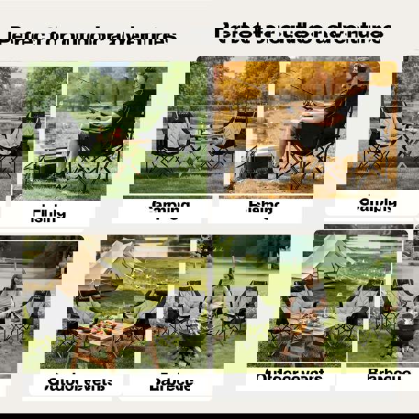 Levede Oversized Folding Camping Chair Padded with Cooler Bag Cup Holder 200KG