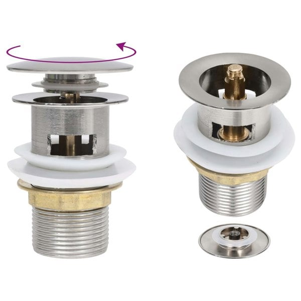 Berkfield Push Drain with Overflow Function Silver 6.4x6.4x9.1 cm