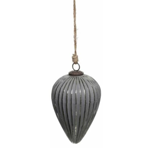 Hill Interiors Metallic Cone Bauble - Silver Grey - 