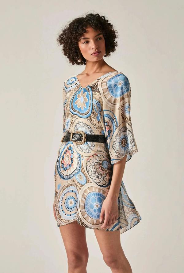 James Lakeland Beige Mandala Print Kaftan