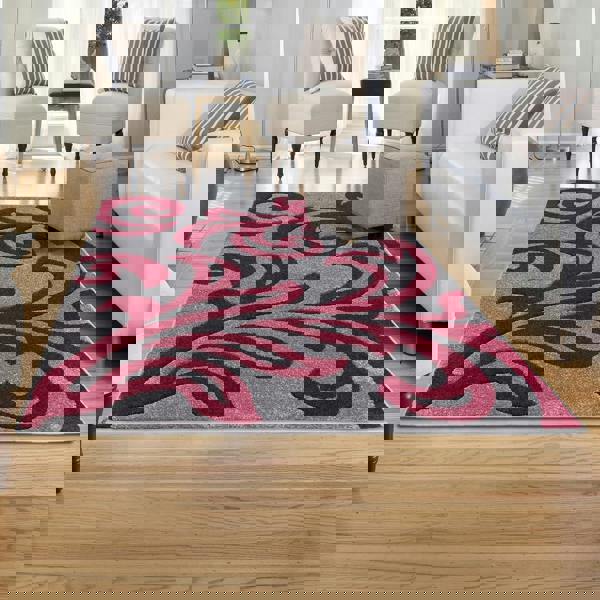 Smart Living Carved Rug Florence - Grey Red