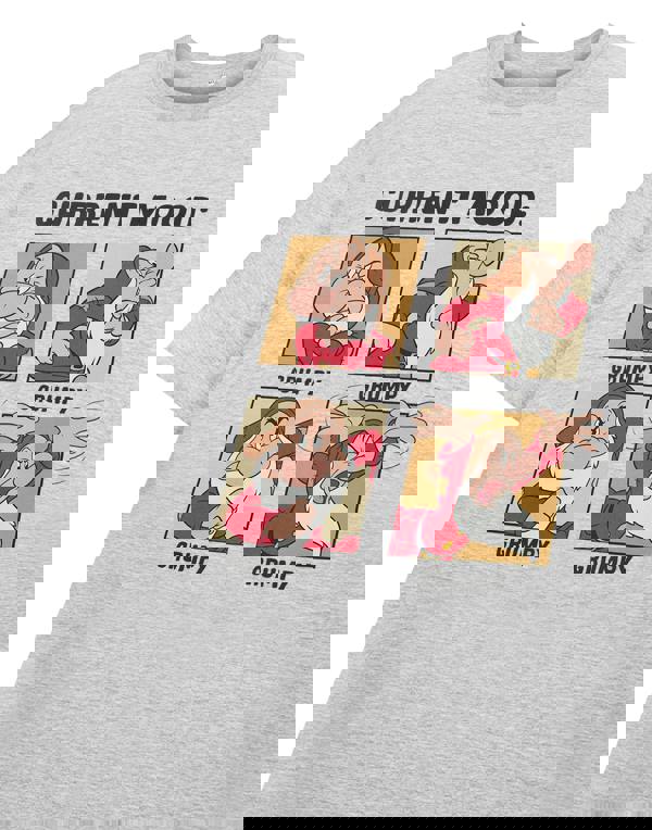 Disney Snow White and The Seven Dwarfs Mens Grey Current Mood Short Sleeved T-Shirt