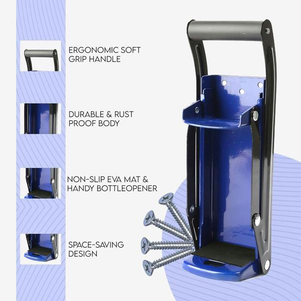 LKH HOME COLLECTION Can Crusher & Bottle Opener - Soda Beer Can Crushers for Recycling, Wall Mounted with Soft Grip Handle, Built-in Tin Opener
