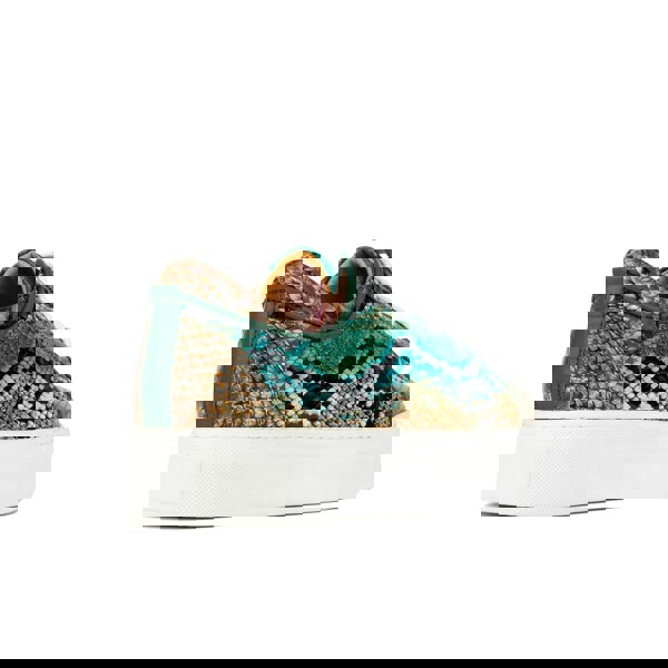 Embassy London Camila - Green & Brown Snake - Women’s Chunky Leather Platform Trainer