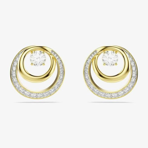 Swarovski Hyperbola Gold Tone Plated Crystal Stud Earrings 5740407