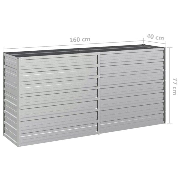 Berkfield Garden Raised Bed 160x40x77 cm Galvanized Steel Silver
