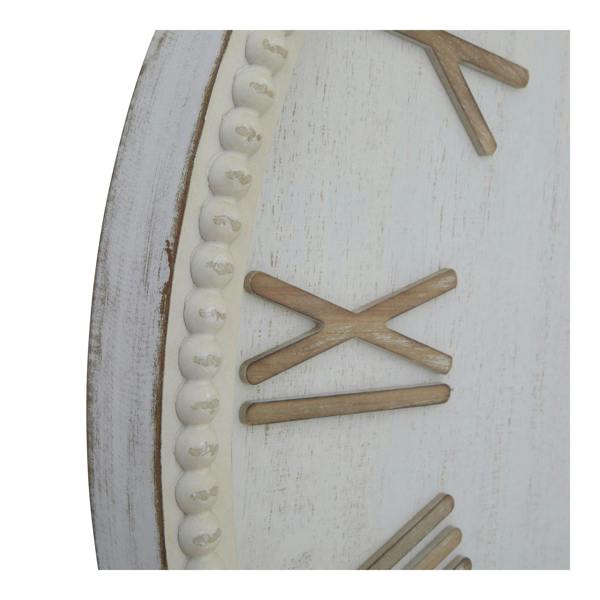 Hill Interiors Rustic Beaded Wall Clock - White - 