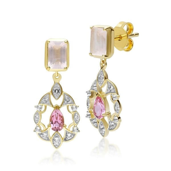 253E337003925 ECFEW™ Creator Rose Quartz, Tourmaline & White Topaz Earrings In Sterling Silver 1