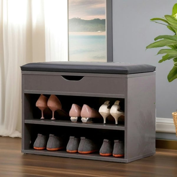 Rafaelo Mobilia Shoe Storage Bench 60CM Grey