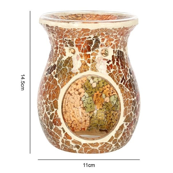 Serano Large Brown Crackle Oil Burner and Wax Warmer