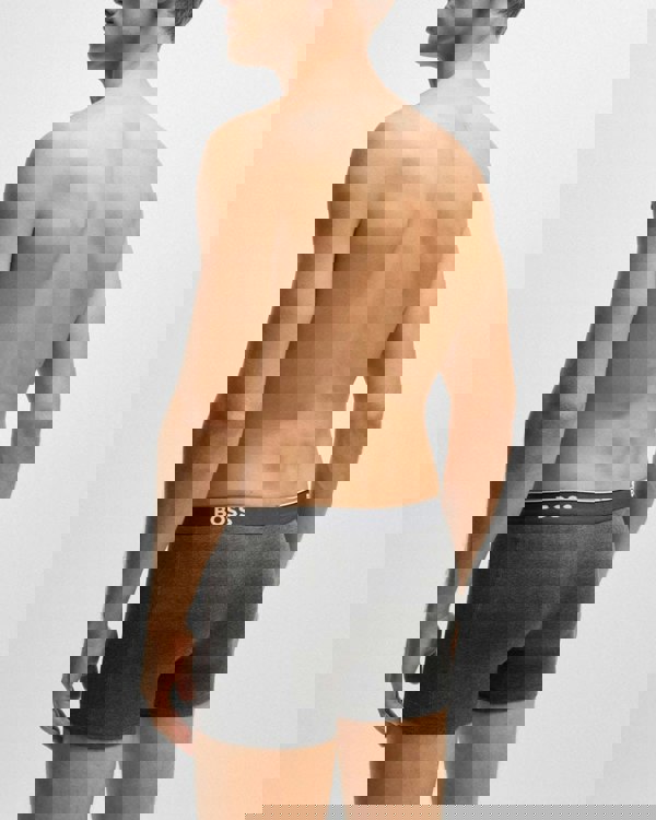 BOSS Orange Power Three Pack Mens Stretch Cotton Boxer Briefs With Logos NOS - Open Grey 061