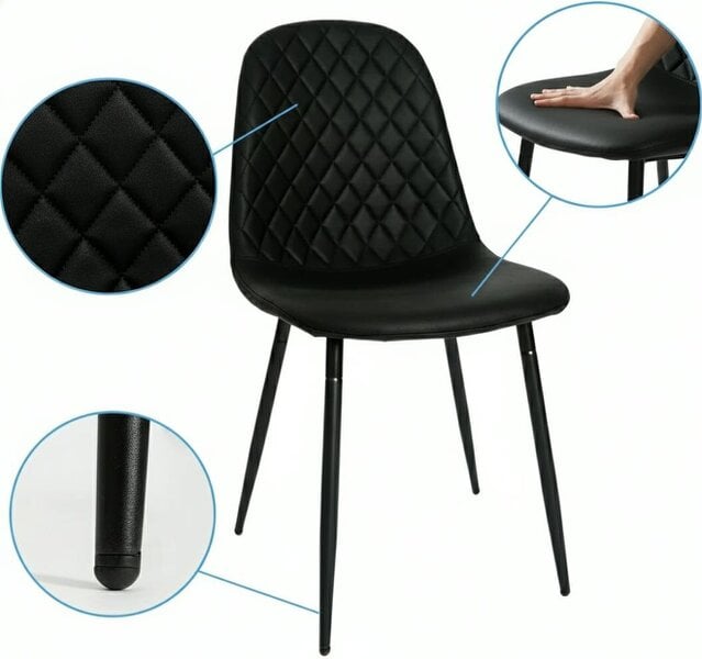 Kosy Koala Dark Grey Dining Table Set with 4 Black Gem Pattern Chairs Kitchen Dining Furniture