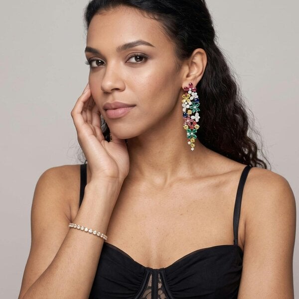 Uchi & Soto Hanabi Multi Stone Floral Chandelier Earrings