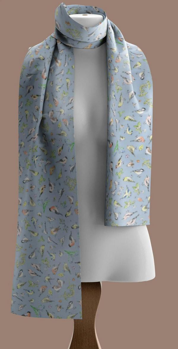 Art on Scarves Recycled Bottle Scarf - Birds