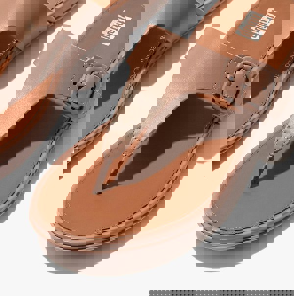 FitFlop GRACIE RUBBER-BUCKLE LEATHER Womens Toe Post Beige