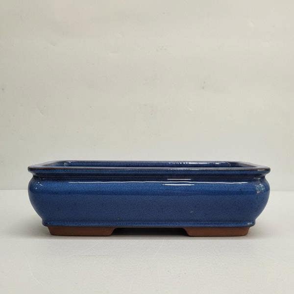 Yorkshire Bonsai 37cm Glazed Bonsai Pot | Rectangle | 37cm x 30cm x 11cm | Blue