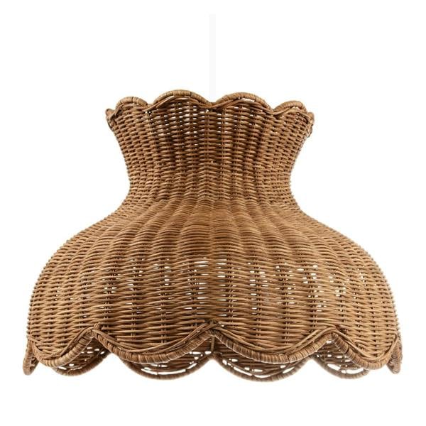 Dark Brown Woven Rattan Pendant Light Shade in Vase Inspired Shape Image 1