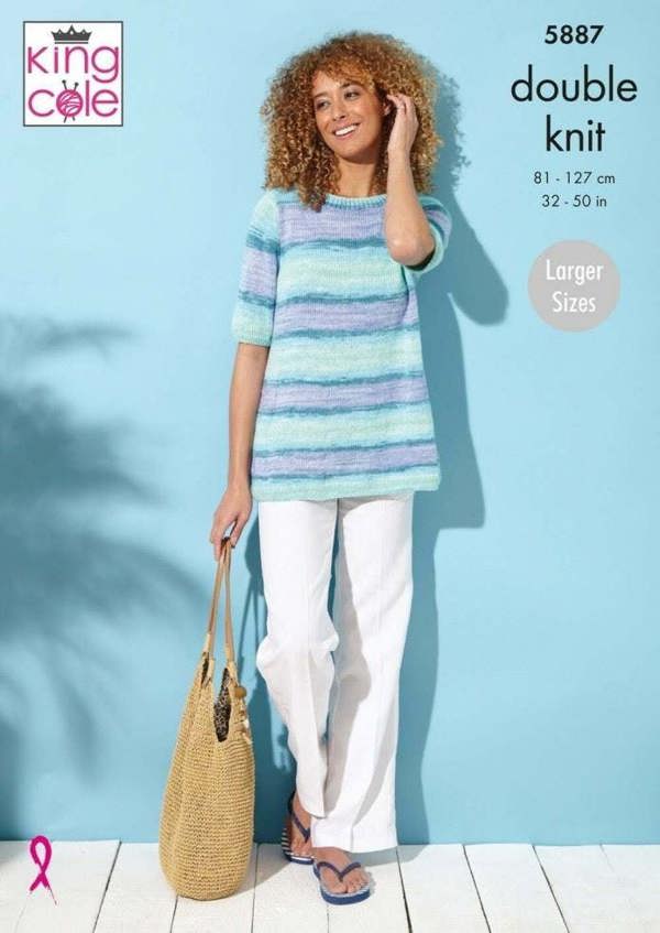 King Cole Tropical Beaches DK Knitting Pattern 5887, Jackets, Tops, Cardigans for Women, 32 - 50 Inches