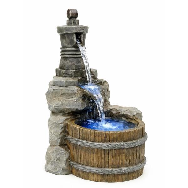 Gardenwize Solar Powered Hand Pump Water Feature – Garden Fountain with Rustic Charm for Patios, Gardens & Outdoor Spaces