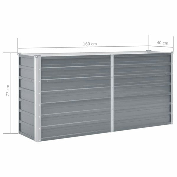 Berkfield Garden Raised Bed Galvanised Steel 160x40x77 cm Grey