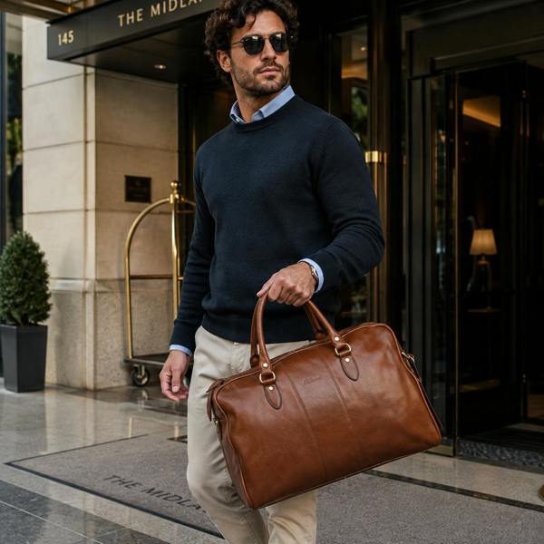 Ashwood Medium Weekend Real Leather Holdall: Harry