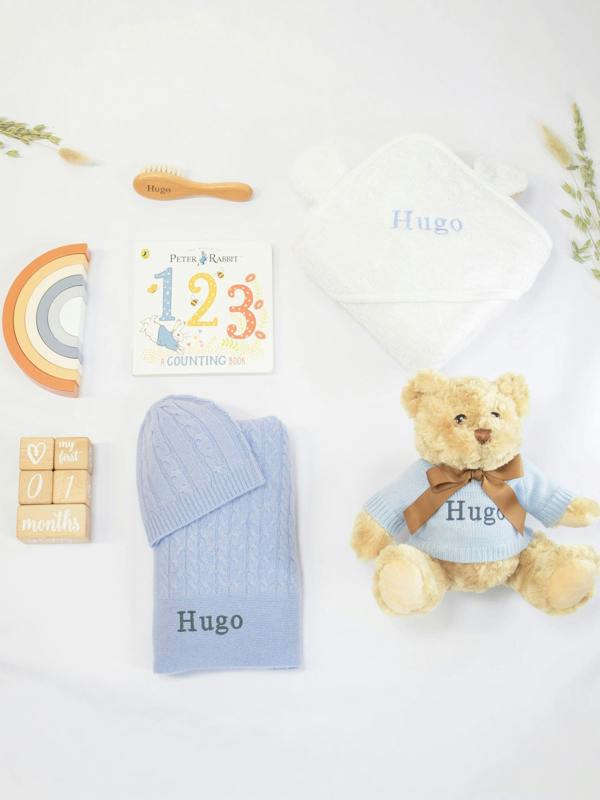 The Baby Gifting Company Ultimate Luxury Cashmere Gift Set in Cornflower Blue