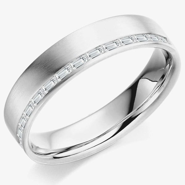 T. H. Baker Platinum Gents Baguette-Diamond Cut Ring (O) GE3343B