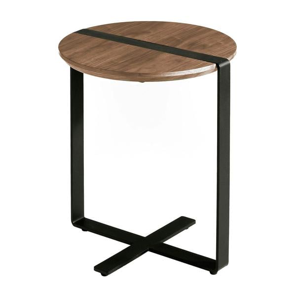 Angel Cerdá Round Corner Table Walnut and Black Steel 2054
