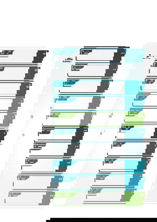 Durable 10 Part Numbered Tab Punched Index Dividers + Cover | A4+ | Colour Coded