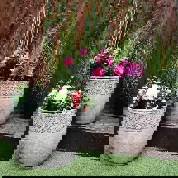 Pair of Large Lace Flowerpots