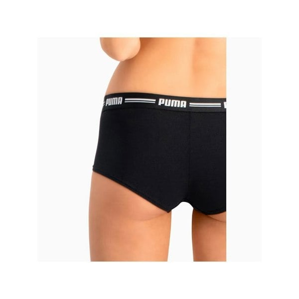 Puma 2-Pack Striped Logo Mid-Rise Mini Shorts, Black