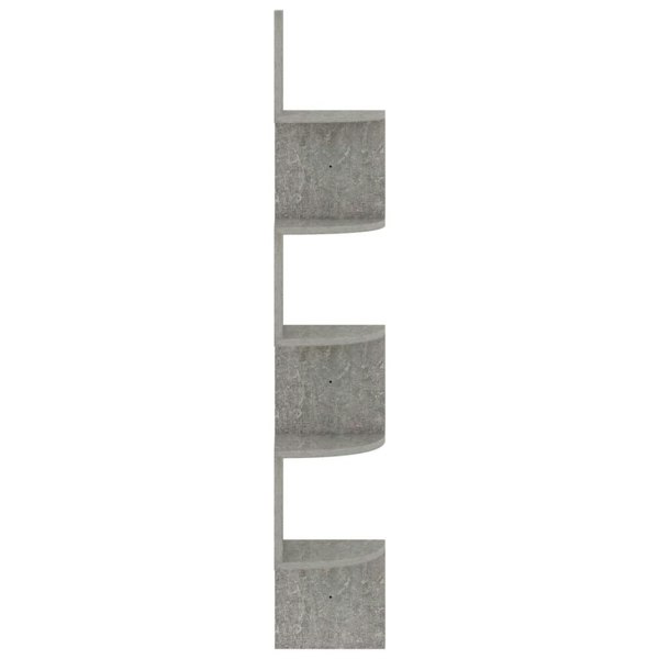 Berkfield Wall Corner Shelf Concrete Grey 19x19x123 cm Engineered Wood