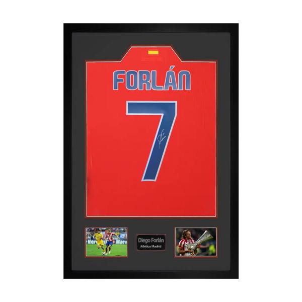 Diego Forlan Signed Atlético Madrid Shirt Premium Frame