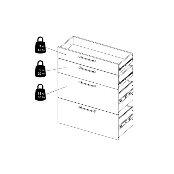 Wyld Haus Dris White Wooden Bookcase 2 Shelves 4 Drawers