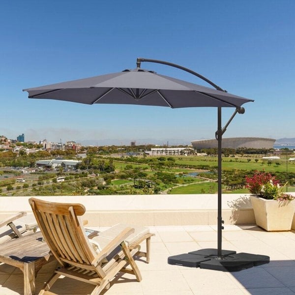 3M Dark Grey Sun Parasol Hanging Banana Umbrella Parasols Living and Home