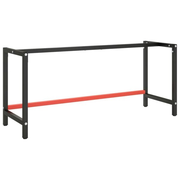 Berkfield Work Bench Frame Matte Black and Matte Red 180x57x79 cm Metal