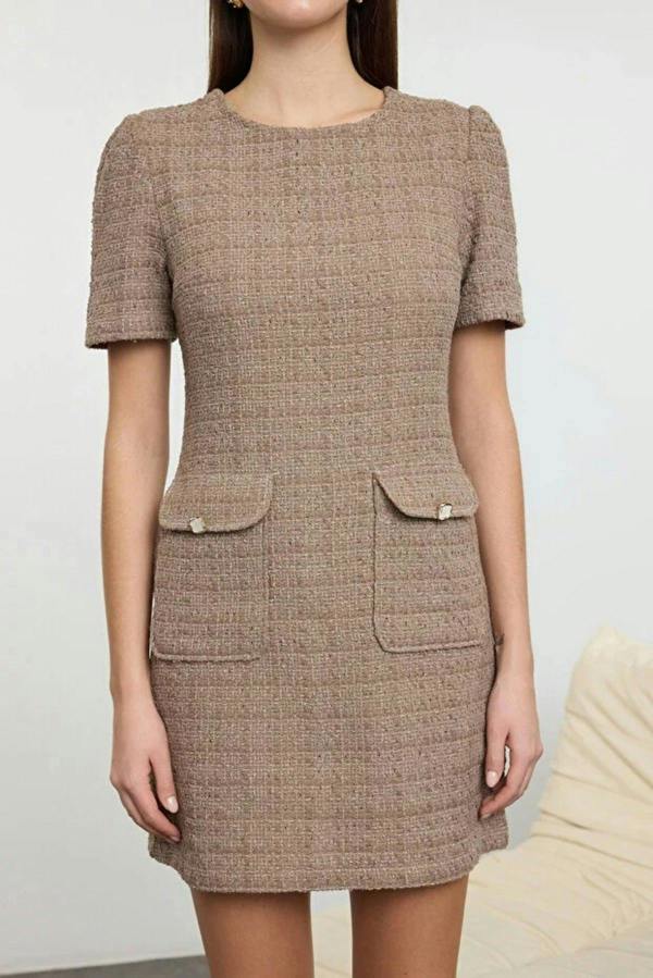 WOVCOR A-Line Pocket Detailed Mini Woven Dress