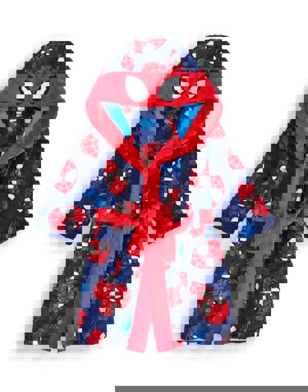 Spiderman Boys Red Character AOP Hooded Bathrobe